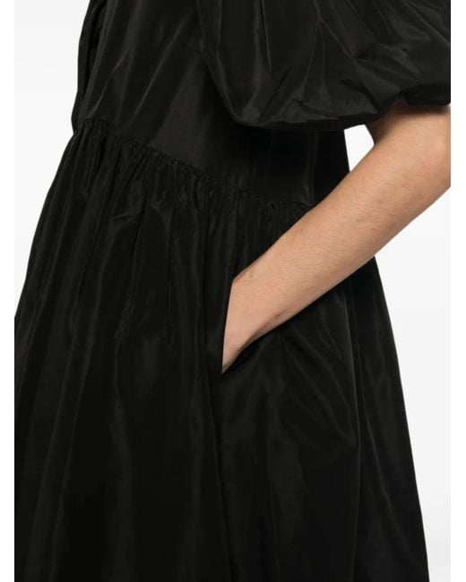 Simone Rocha Black Puff-Sleeve Petal-Collar Dress