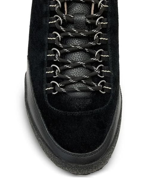AllSaints Black Harri Suede Panelled Sneakers for men