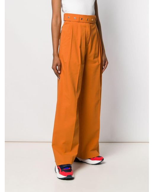 orange wide leg pants