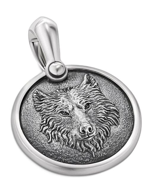 David Yurman Petrvs Wolf Sterlingsilber-Amulett Mit Diamanten (21Mm) in Metallic für Herren