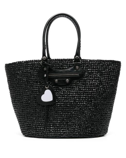 Grand sac à main Le Cagole Panier médium Balenciaga en coloris Black