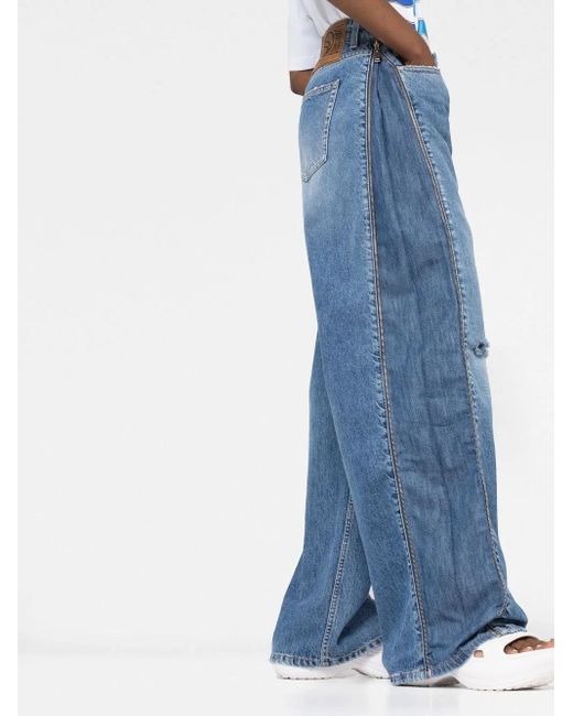 Stella McCartney Blue Zip-Detail Straight-Leg Jeans