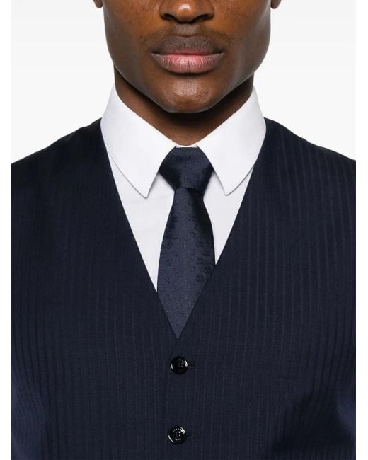 Fursac Blue Striped Virgin-Wool Waistcoat for men