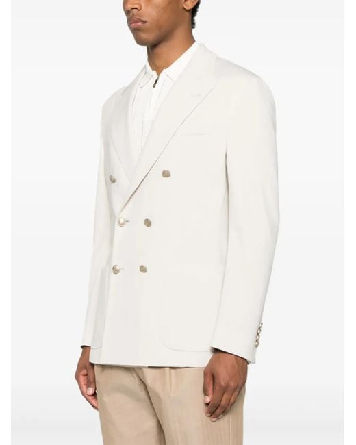 Eleventy White Double-Breasted Blazer for men