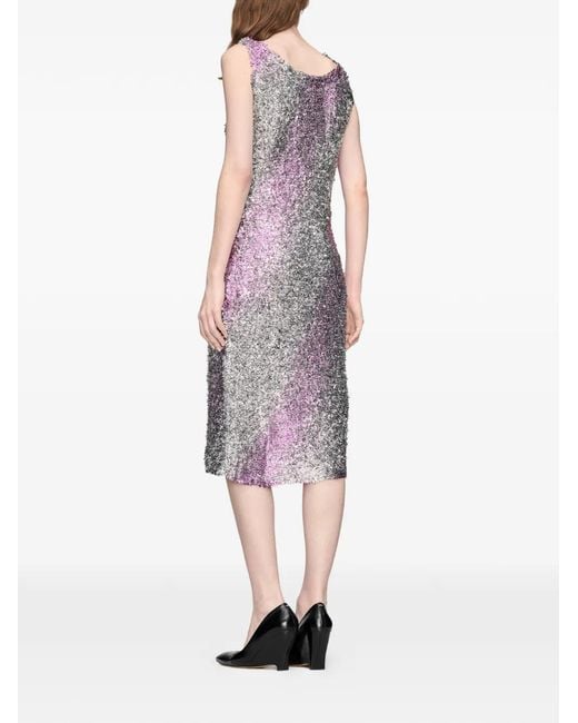 Maison Margiela Purple Foil Stripe-Pattern Dress
