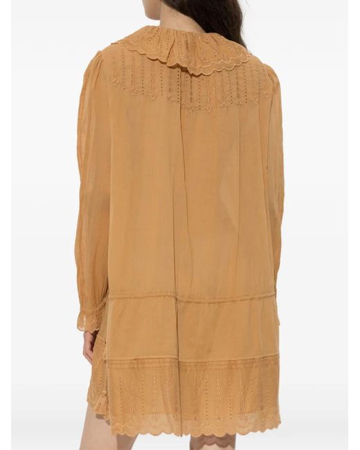Isabel Marant Natural Lenora Broderie-Anglaise Ruffled Mini Dress