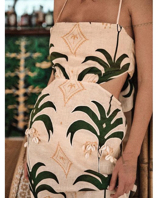 Johanna Ortiz Metallic Linen Tactile Winds Maxi Dress