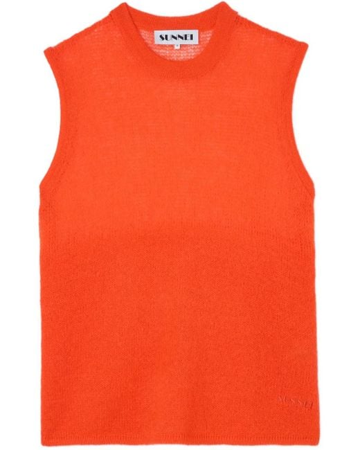 Sunnei Orange Haut En Mohair Mélangé