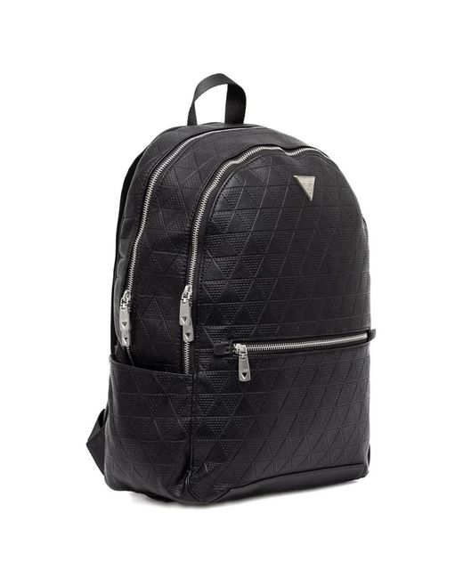 Guess Black Torino Triangle-Pattern Backpack for men