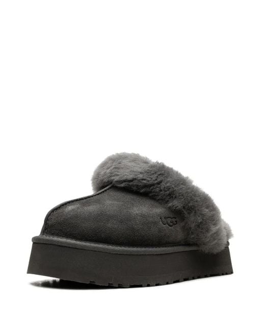 Ugg Black Disquette Shearling Platform Slippers
