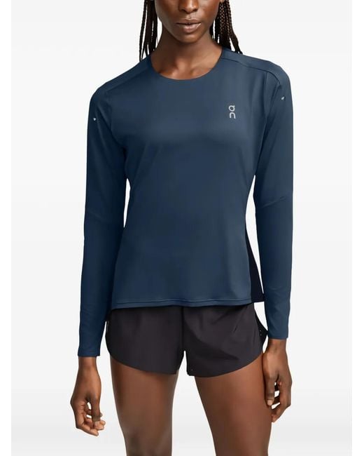 On Shoes Blue Lg-Sleeve T-Shirt