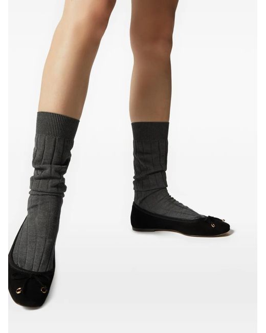 Odissi Black Lou Bow Square Toe Ballerina