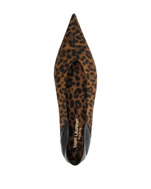 Saint Laurent Black Carolyn Leopard-print Slippers