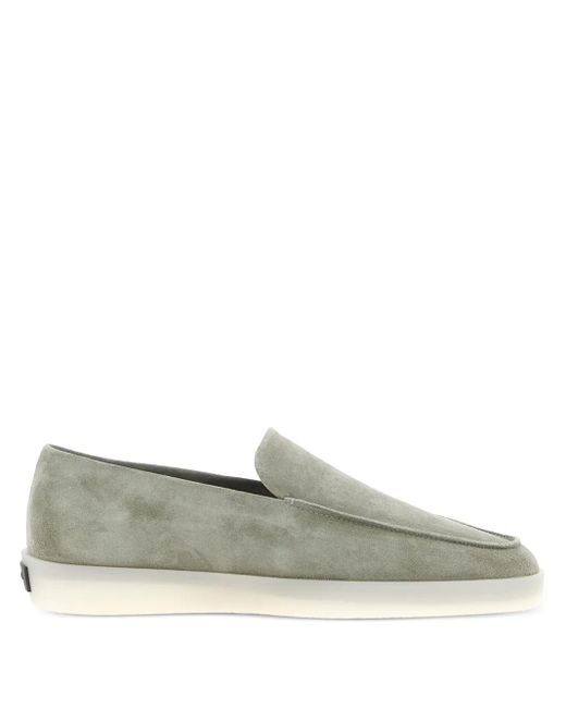 Fear Of God Gray Suede Logo-Patch Loafers for men