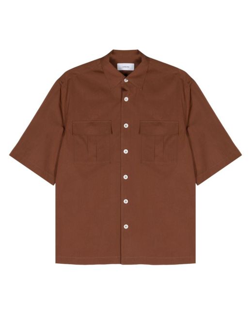 Lardini Brown Cuban-collar Cotton Shirt for men