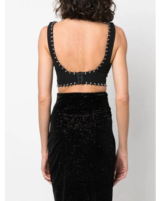 Patrizia Pepe Black Piercing-Detail Cropped Top