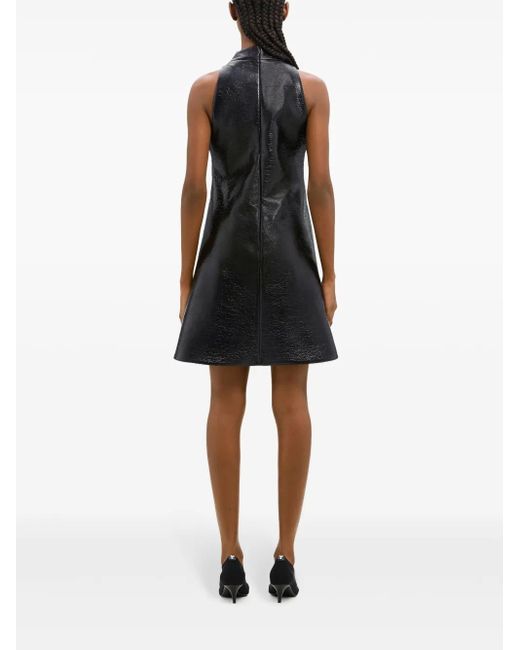 Courreges Black Sleeveless Vinyl A-Line Dress