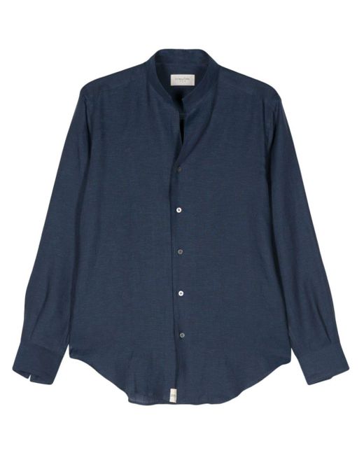 Tintoria Mattei 954 Blue Linen Long-sleeve Shirt for men