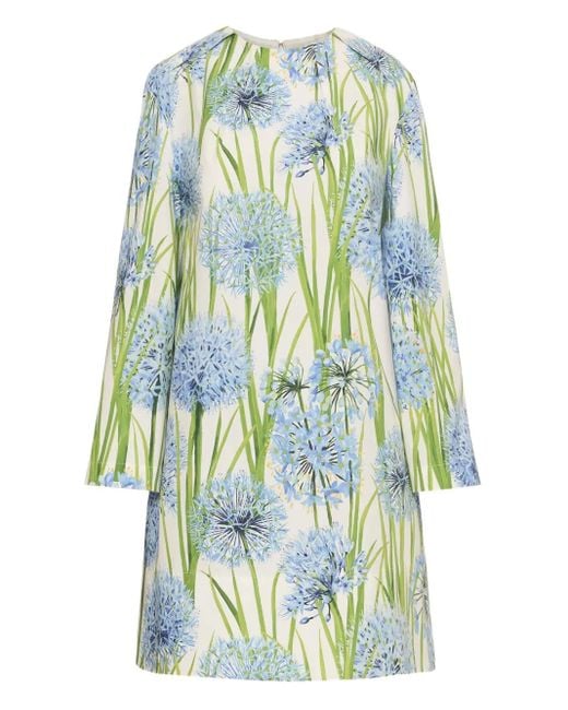 Oscar de la Renta Blue Allium Poplin Dress