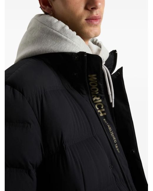 Woolrich Matt Steppmantel mit Kapuze in Black für Herren