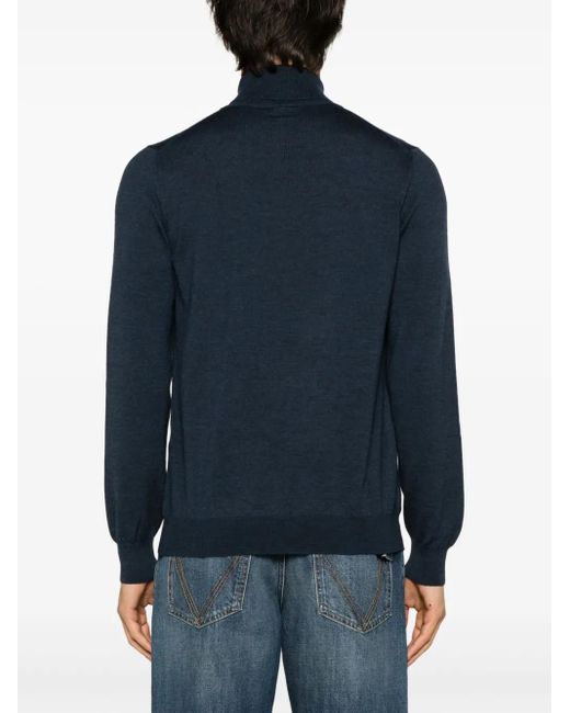Barba Napoli Blue Roll-Neck Virgin Wool Jumper for men