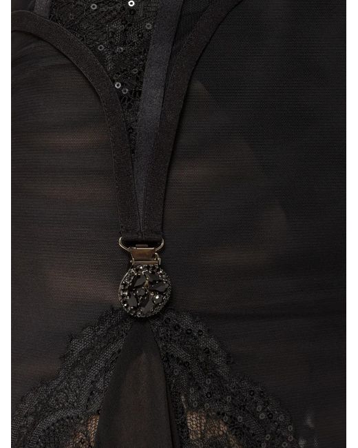 Nissa Black Lace-Panel Corset Maxi Dress