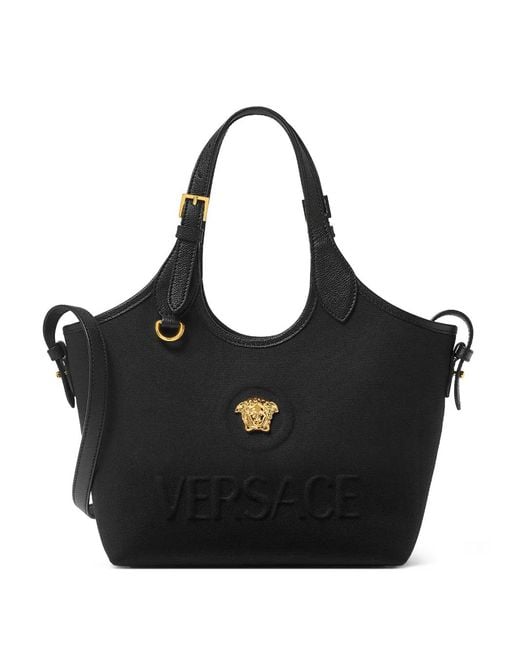 Versace Black Mini Medusa-Logo Tote Bag