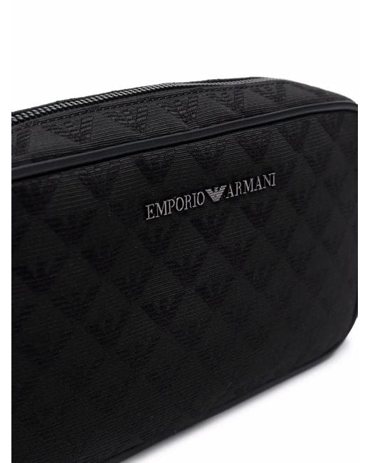 Emporio Armani Black Logo-Plaque Zipped Clutch Bag for men