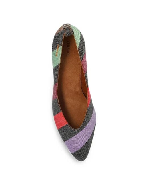 Versace Pink Tina Striped Pumps