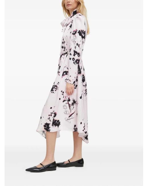 Bruuns Bazaar White Bow-Neck Floral Midi Dress