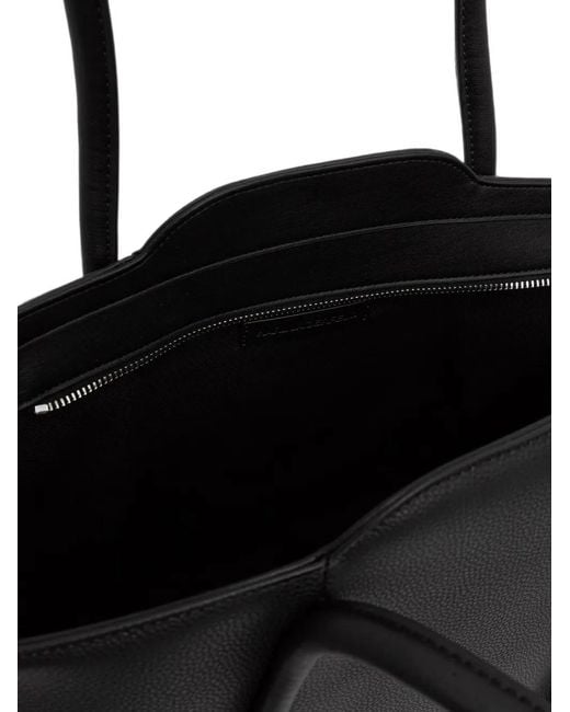Karl Lagerfeld Black Logo-Plaque Pebbled Tote Bag