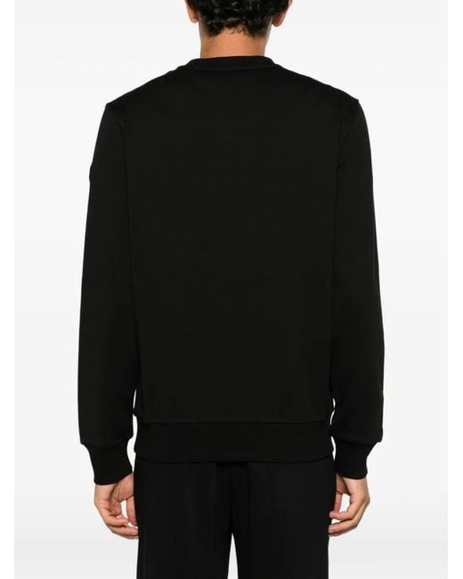 Moncler Black Logo-Patch Crew Neck Sweatshirt for men