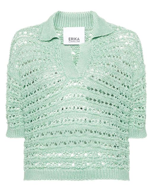 Polo à effet de transparence Erika Cavallini Semi Couture en coloris Green