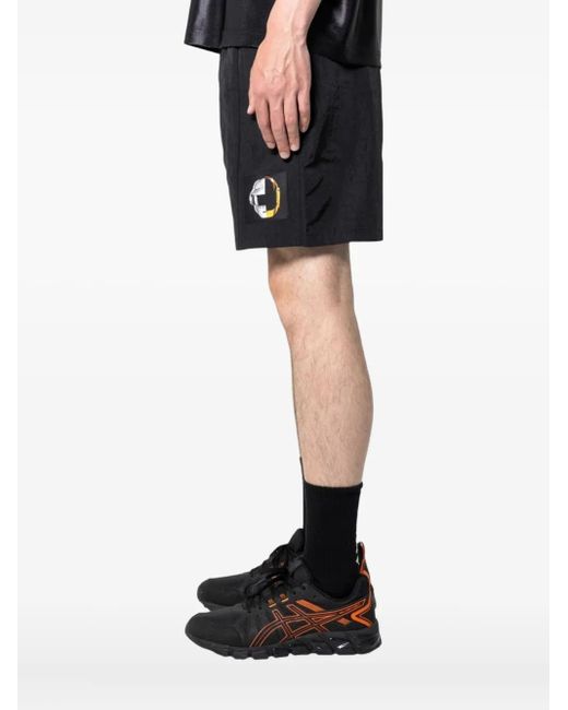 Pleasures Black Crush Embroidered-Patch Hiking Shorts for men