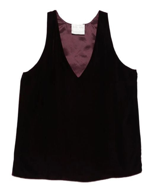 Top con cuello en V Forte Forte de color Black