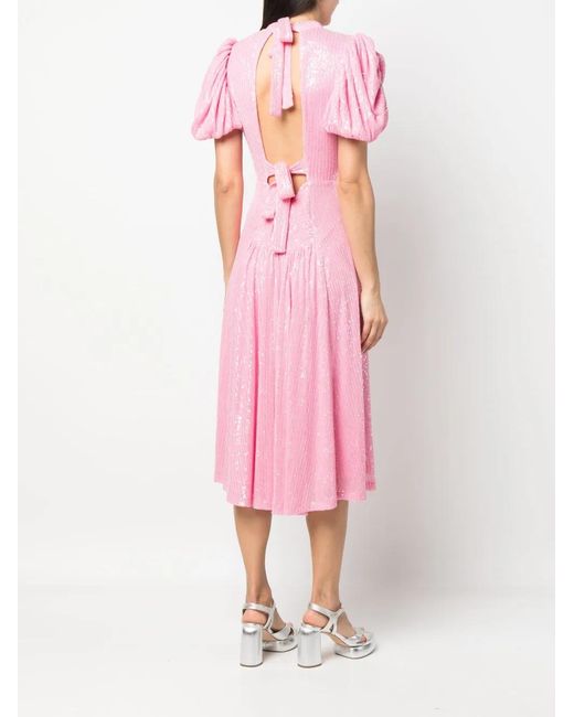 ROTATE BIRGER CHRISTENSEN Pink Noon Sequinned Plissé Dress