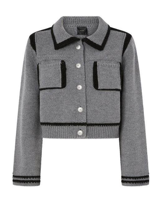Pinko Gray Wool Buttoned Cardigan