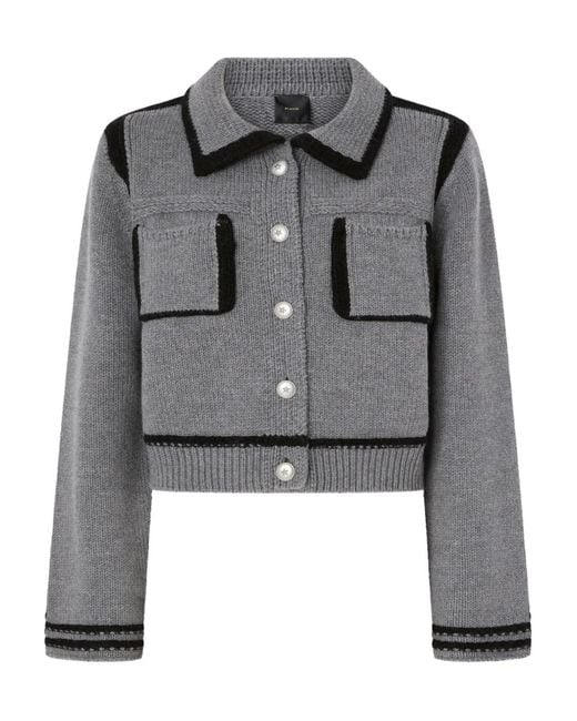 Pinko Gray Wool Buttoned Cardigan
