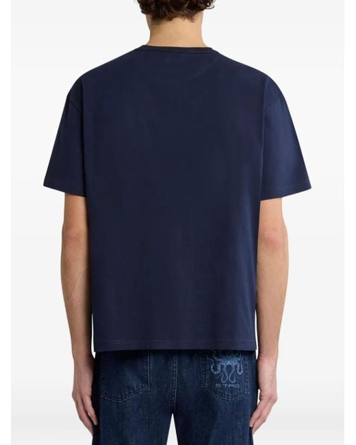 Etro Blue Printed T-Shirt for men