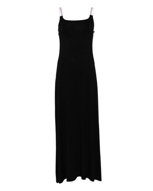 Emporio Armani Black Camisole-Kleid mit Logo-Trägern