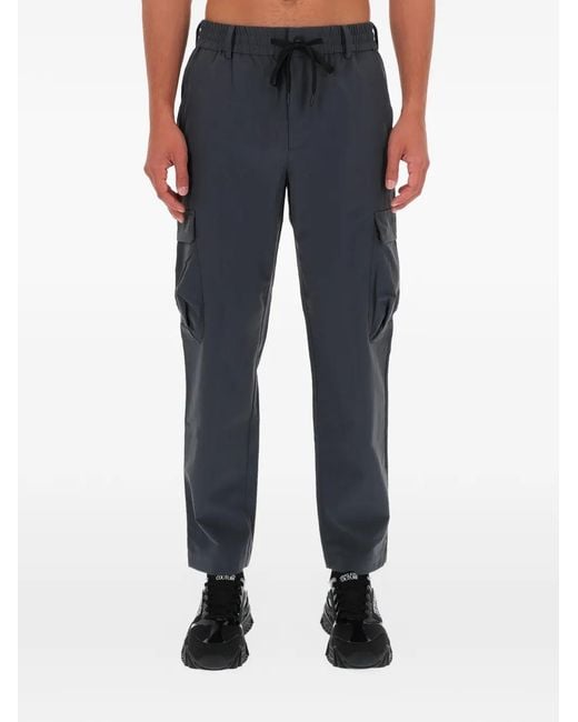Versace Jeans Couture Blue Drawstring-Waist Cargo Trousers for men