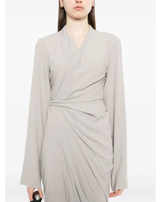 Rick Owens White Wrap Draped Maxi Dress