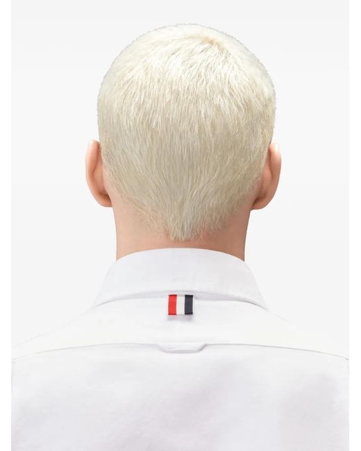 Thom Browne White 4-Bar Scenic-Intarsia Oxford Shirt for men