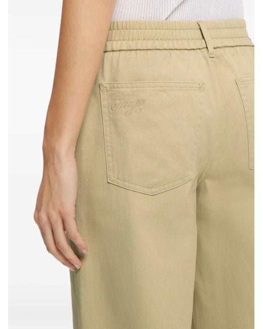 HUGO White Elasticated-Waist Five-Pocket Trousers