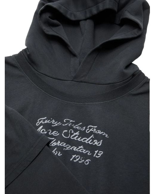 Acne Blue Lettering-Detail Double-Layered Hoodie