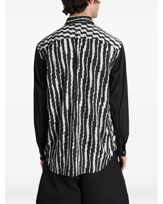 Comme des Garçons Black Wave-Print Panelled Shirt for men