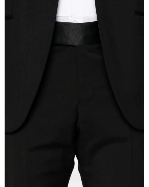Emporio Armani Black Satin-Trim Peak-Lapel Suit for men