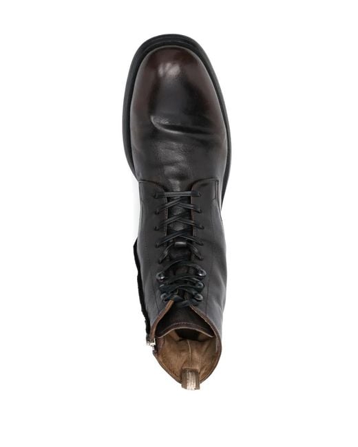 Officine Creative Black Chronicle Leather Ankle Boots for men
