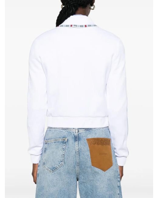 Casablanca White Logo-Embroidered Piped Track Jacket