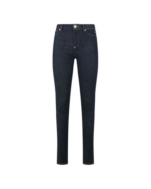 Philipp Plein Blue Belt-Loop Buttoned Jeans